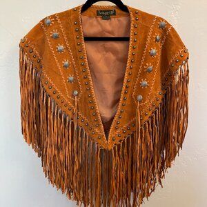 Tansmith / Suede Fringe Jacket/Size M Shawl / Western Fringed Leather